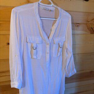 Notations Medium White half sleeve shirt